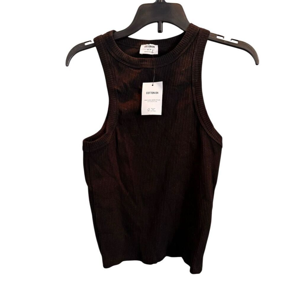Cotton On Women's Brown Ribbed Knit Tank Top Size S Casual Sleeveless